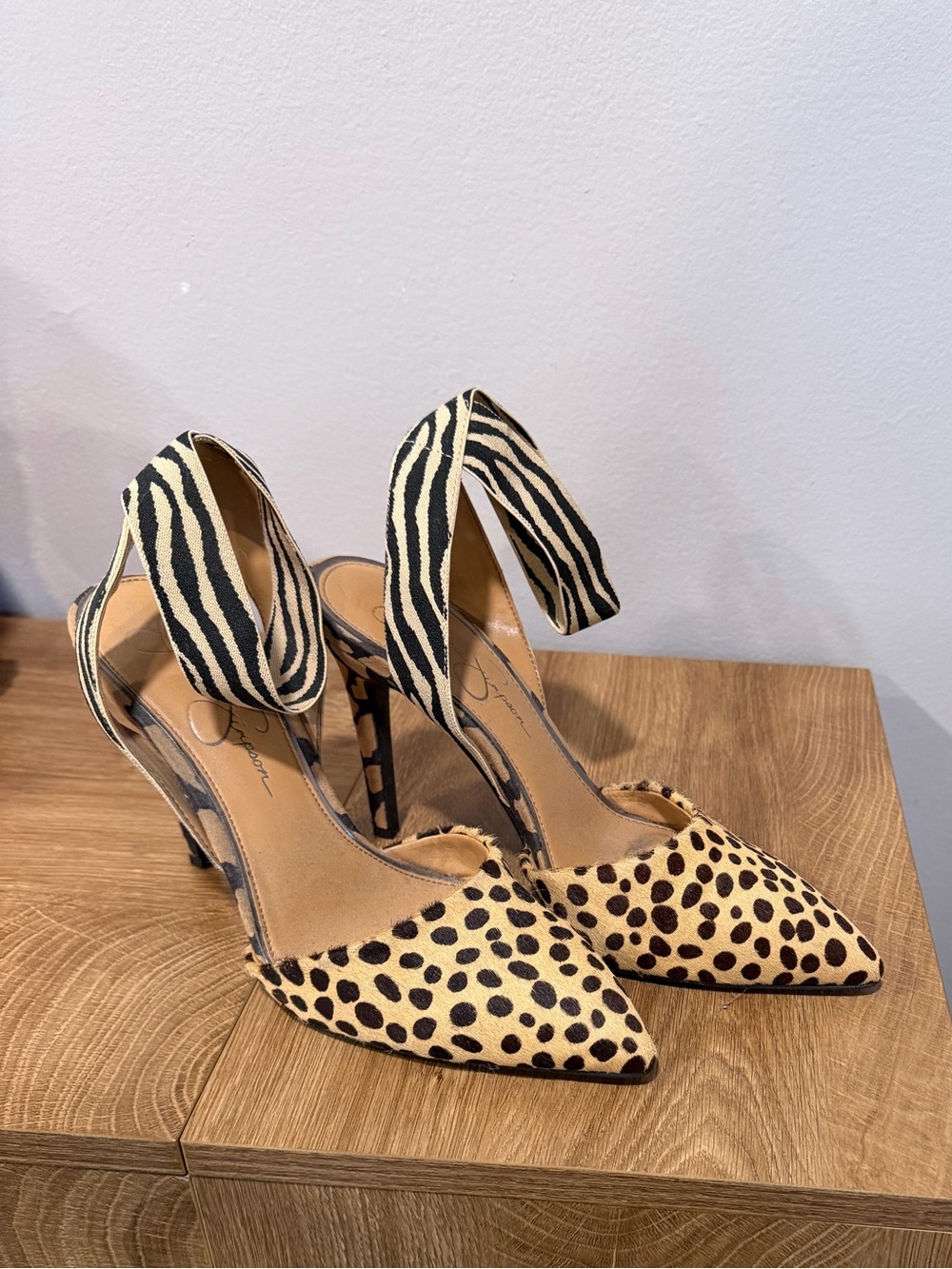 Jessica Simpson Leopard & Zebra Mixed-Print Pointed Toe Heels